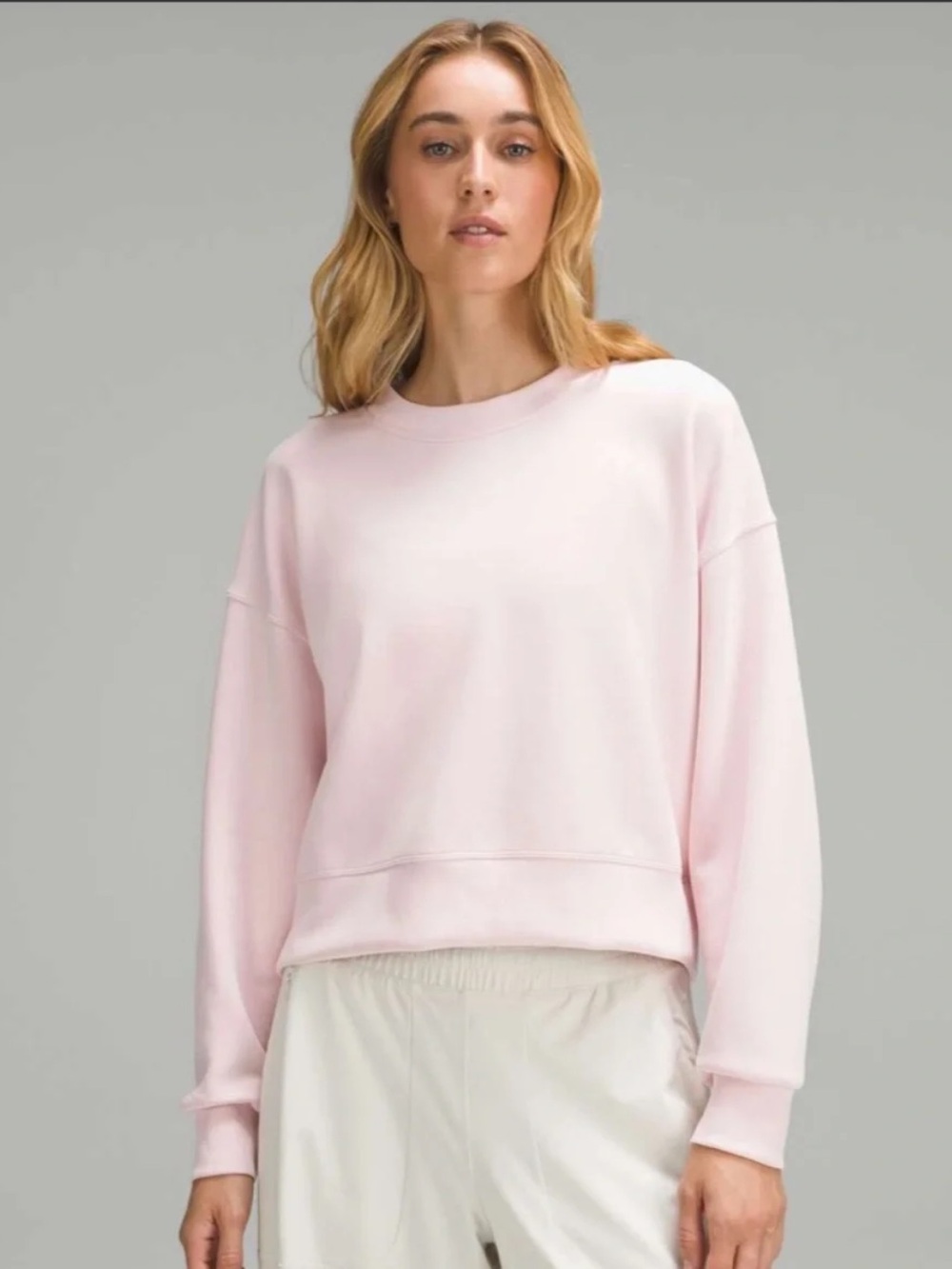 Lululemon Sofstreme Perfectly Oversized Cropped Crew Pullover in Light Pink